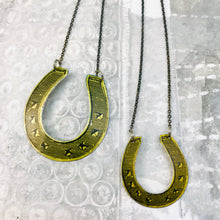 Load image into Gallery viewer, Bigger Lucky Horseshoe Recycled Necklace Tin Anniversary Gift