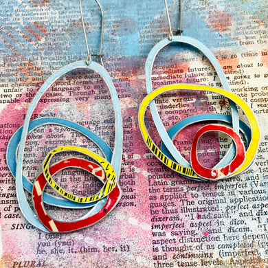 Primary Scribbles Upcycled Tin Earrings