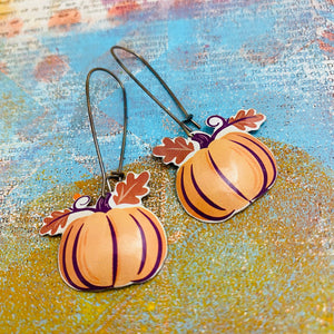 Autumn Pumpkins Upcycled Tin Earrings