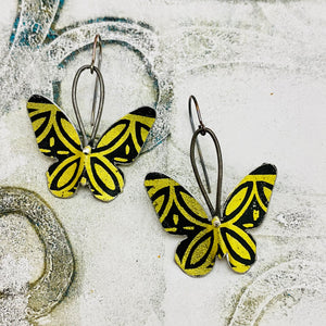 Black and Gold Small Butterflies Upcycled Tin Earrings