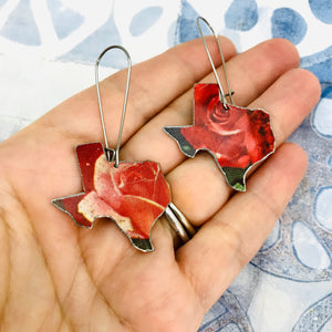 Red Roses Little Texas Upcycled Tin Earrings
