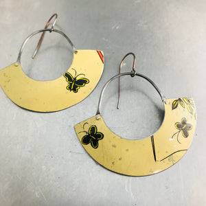 Black Butterflies Half Moon Recycled Tin Earrings