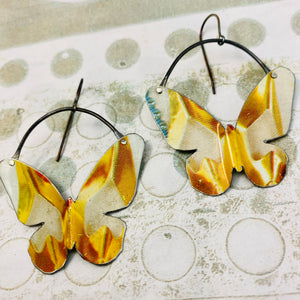 Vintage Gold & Cream Butterflies Upcycled Tin Earrings