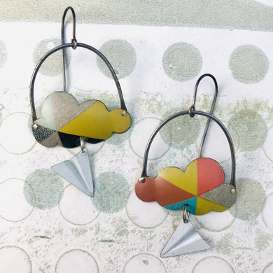 Paper Airplane & Mod Triangle Starburst Little Clouds Zero Waste Tin Earrings