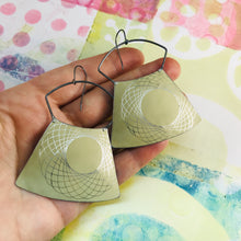 Load image into Gallery viewer, Silver Spirograph on Ecru Zero Waste Tin Earrings