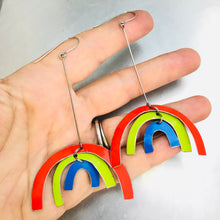 Load image into Gallery viewer, Bright Rainbows Upcycled Tin Earrings