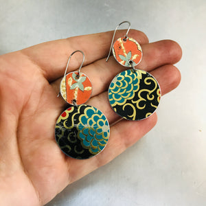 Vintage Mixed Circles Upcycled Tin Earrings