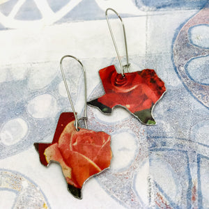 Red Roses Little Texas Upcycled Tin Earrings
