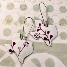 Load image into Gallery viewer, Wine Flower Silhouettes Texas Upcycled Tin Earrings
