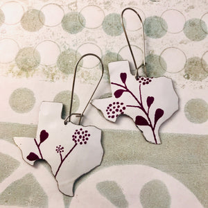 Wine Flower Silhouettes Texas Upcycled Tin Earrings