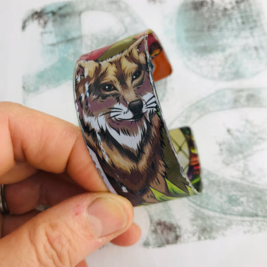 Lone Wolf & Butterfly Upcycled Tin Cuff