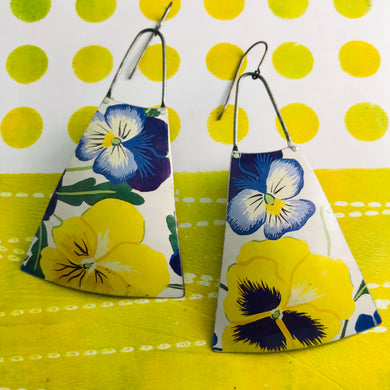 Purple & Yellow Violets Zero Waste Tin Long Fans Earrings