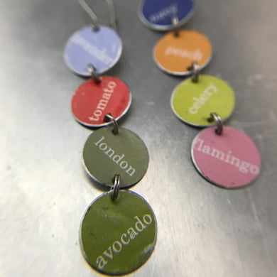 Little Color Names Multi Circles Upcycled Tin Earrings