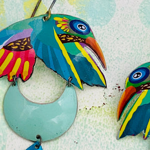 Senkoe Hummingbirds Upcycled Tin Earrings