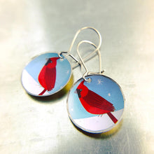 Load image into Gallery viewer, Winter Cardinal Upcycled Tiny Dot Earrings