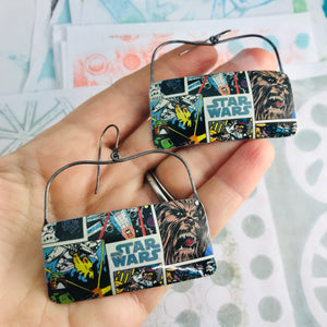 Star Wars Wide Rectangle Recycled Tin Earrings
