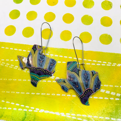 Big Paisley Texas Upcycled Tin Earrings