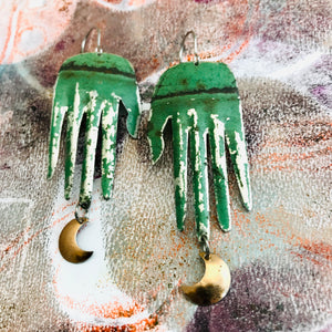 Patina Hand & Bronze Moons Zero Waste Tin Earrings