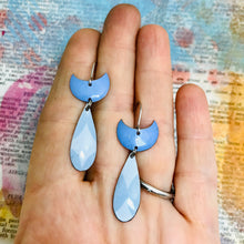 Load image into Gallery viewer, Little Crescent Upcycled Teardrop Tin Earrings