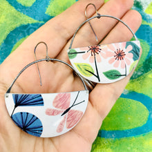 Load image into Gallery viewer, Pink Butterfly and Flowers Recycled Tin Earrings