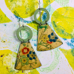 Multicolor Blossoms Small Fans Tin Earrings