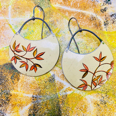 Autumn Leaves Upcycled Circle Earrings