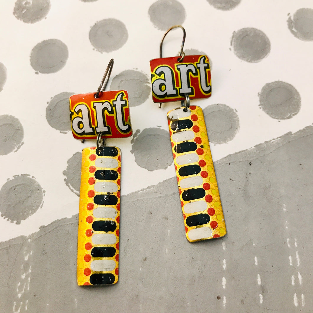 Art Rectangles Recycled Tin Earrings