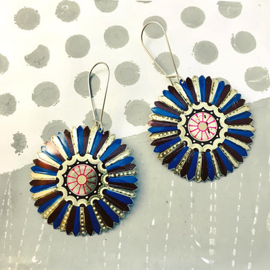 Vintage Medallions Big Circle Tin Earrings