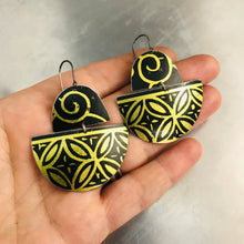 Load image into Gallery viewer, Black and Gold Boats Upcycled Tin Earrings
