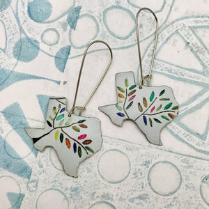 Colorful Leaves Little Texas Upcycled Tin Earrings