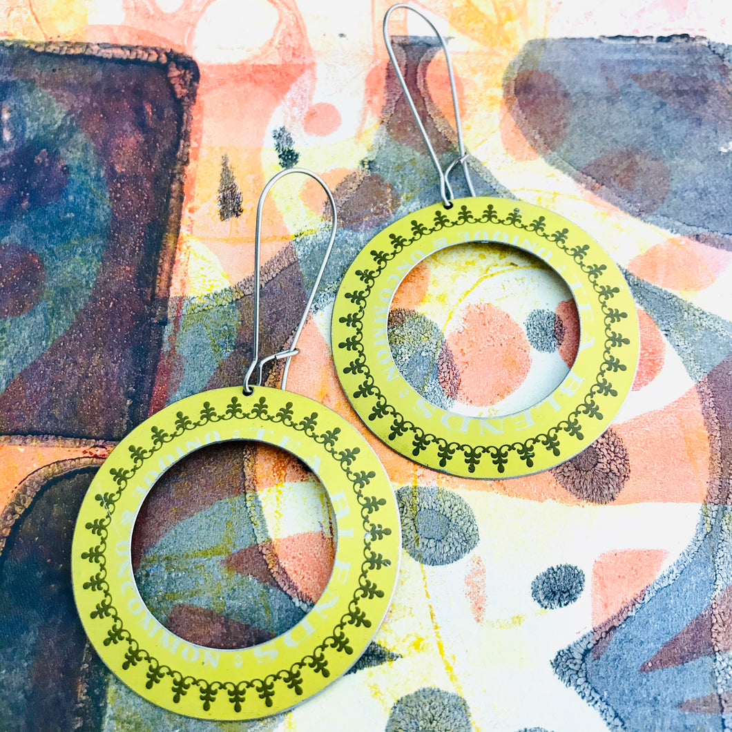 Creamy Yellow Big Ring Tin Earrings