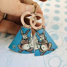 Load image into Gallery viewer, French Rabbits Small Fans Tin Earrings