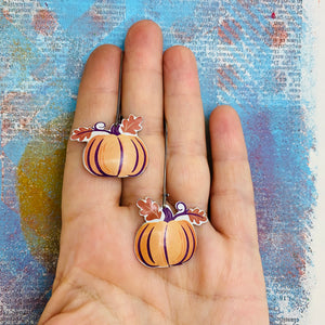 Autumn Pumpkins Upcycled Tin Earrings