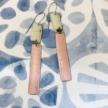 Load image into Gallery viewer, Cream &amp; Soft Pink Recycled Tin Earrings