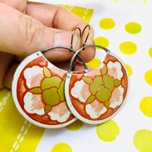 Load image into Gallery viewer, Blossom on Rust Upcycled Tin Earrings