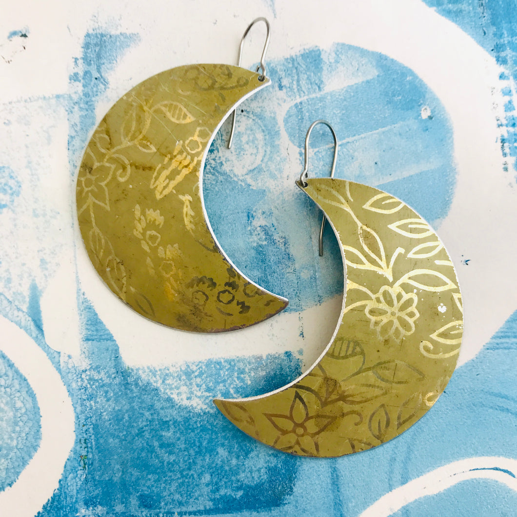 Soft Gold Big Moons Upcycled Tin Earrings