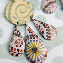 Load image into Gallery viewer, Mixed Pale Patterns Zero Waste Tin Chandelier Earrings