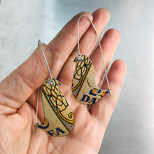 Load image into Gallery viewer, Darjeeling Tea Birds on a Wire Upcycled Tin Earrings