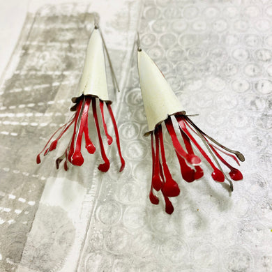 Carmine & White Long Honeysuckle Earrings