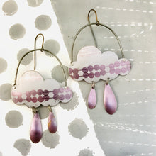Load image into Gallery viewer, #8 Shimmery Lavender Spiral Pattern Rain Clouds Zero Waste Tin Earrings