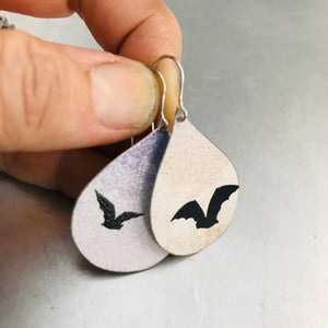 Halloween Bats Upcycled Teardrop Tin Earrings