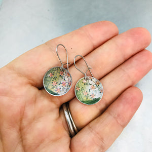 Tiny Pink Blossoms Tiny Dot Tin Earrings