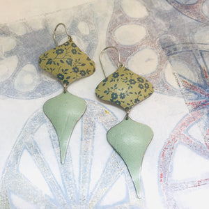 Tiny Slate Blue Flowers & Pale Seafoam Rex Ray Zero Waste Tin Earrings