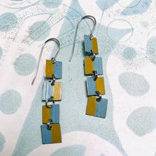 Load image into Gallery viewer, Yellow Ochre &amp; Slate Tiny Squares Tin Earrings