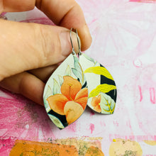 Load image into Gallery viewer, Orange Blossoms Upcycled Pod Tin Earrings