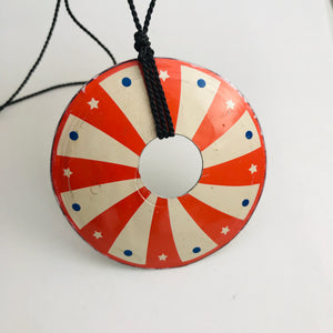 Vintage Carnival Upcycled Tin Circle Necklace