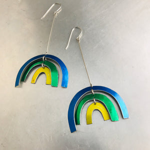 Shimmery Cool Rainbows Upcycled Tin Earrings