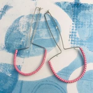 Quirky Pink Spiraled Tin Earrings