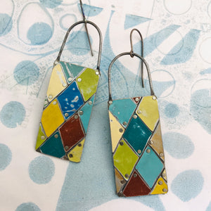 Le Cirque Harlequins Tesserae Arched Wire Tin Earrings