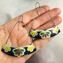 Load image into Gallery viewer, Flowered Edge Wide Arc Zero Waste Tin Earrings
